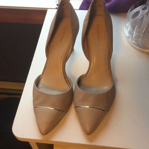 Calvin Klein nude heels 8 snake print